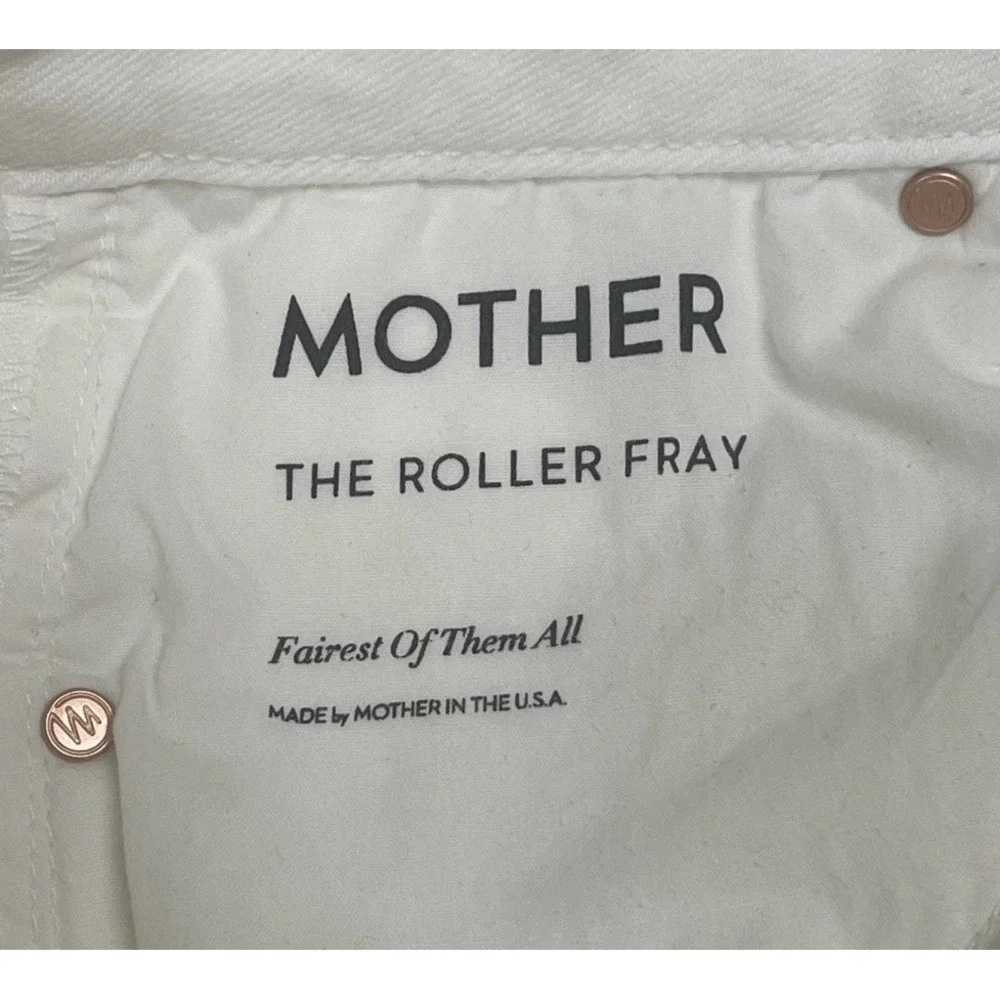 MOTHER | NEW The Roller Fray Fairest of Them All White Wide Leg Jeans SIZE 24 - Picture 15 of 16
